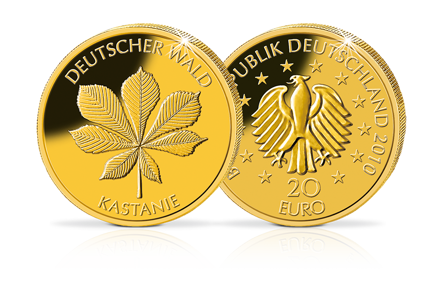 20-Euro-Goldmünze Kastanie 2014 aus der Serie Deutscher Wald