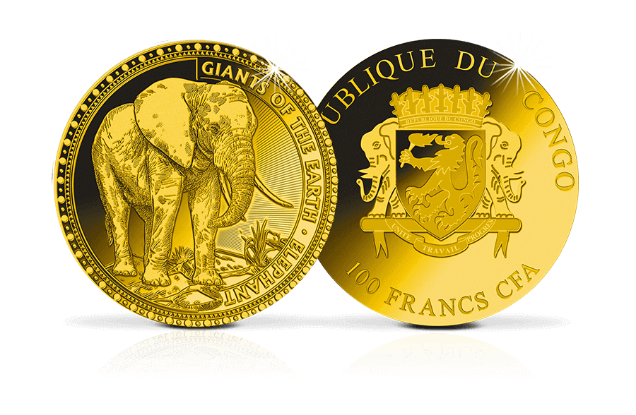 Goldmünze Elefant