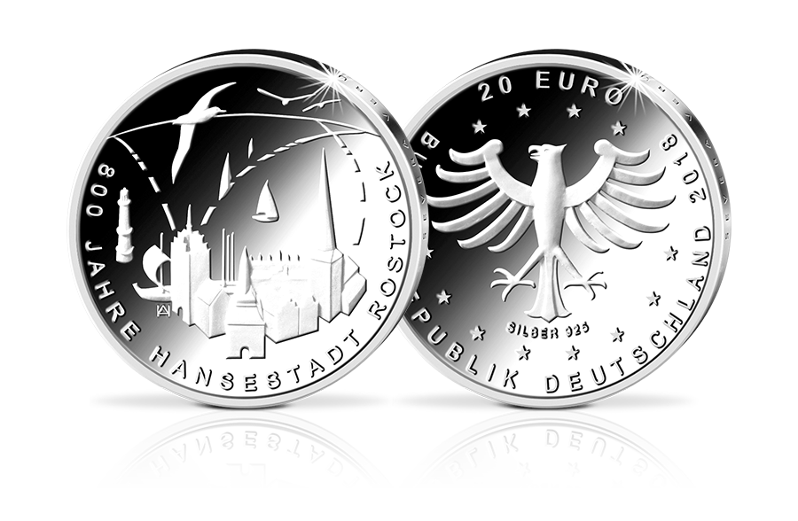 20-Euro-Gedenkmünze 800 Jahre Hansestadt Rostock 2018