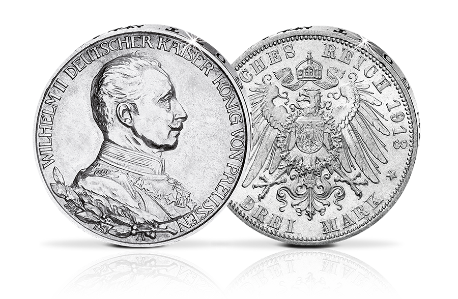 Kaiserreich Silbermünze 3 Mark Preußen Wilhelm II. Regierungsjub. J. 112*