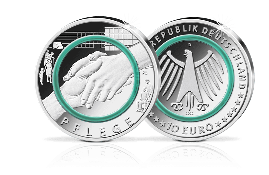 10-Euro-Münze 2022 Pflege mit Polymer-Ring