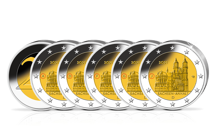 2-Euro-Münz-Komplett-Satz 2021: Sachsen-Anhalt
