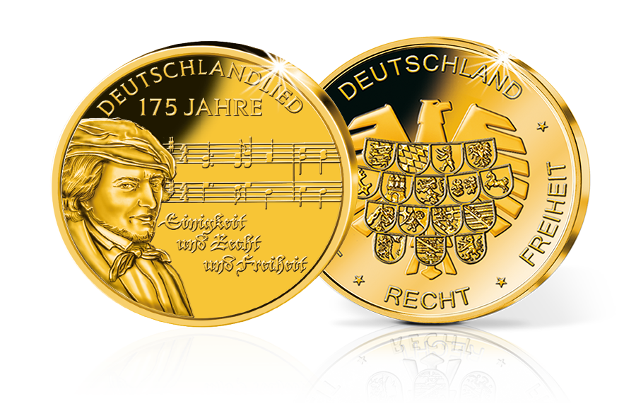 Gold-Gedenkprägung 175 Jahre Deutschlandlied