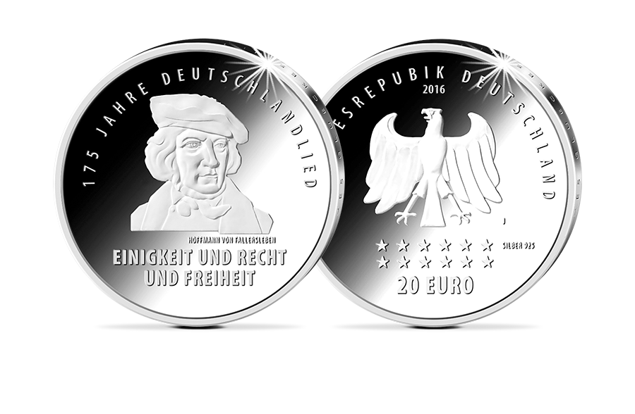 20-Euro-Münze 175 Jahre Deutschlandlied