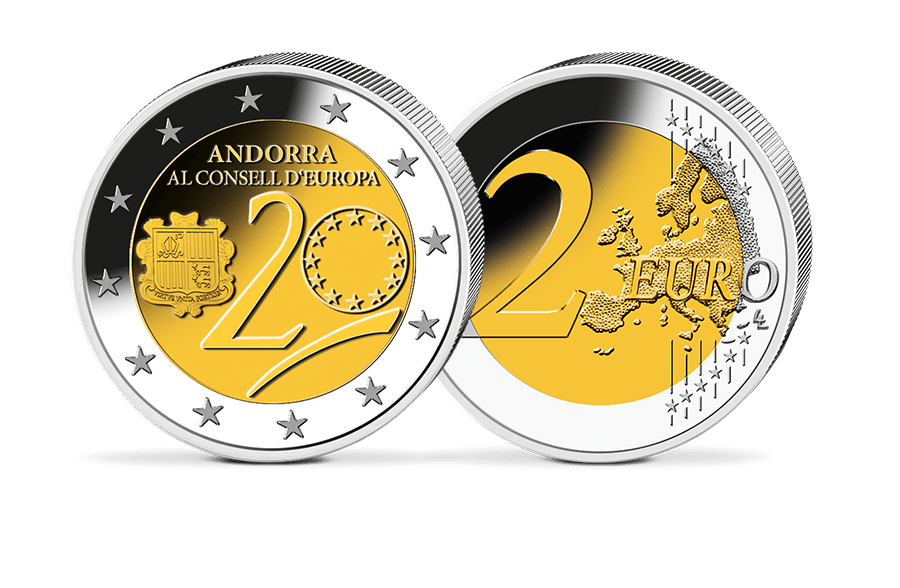 2-Euro-Gedenkmünze - Andorra 2014 - 20 Jahre Mitglied des Europarates