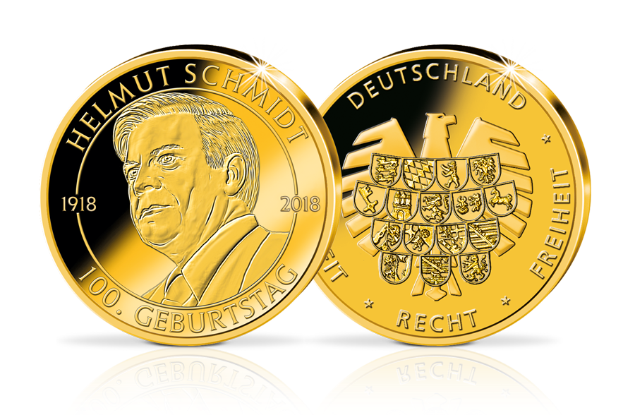 Gold-Gedenkprägung 100. Geburtstag Helmut Schmidt 2018