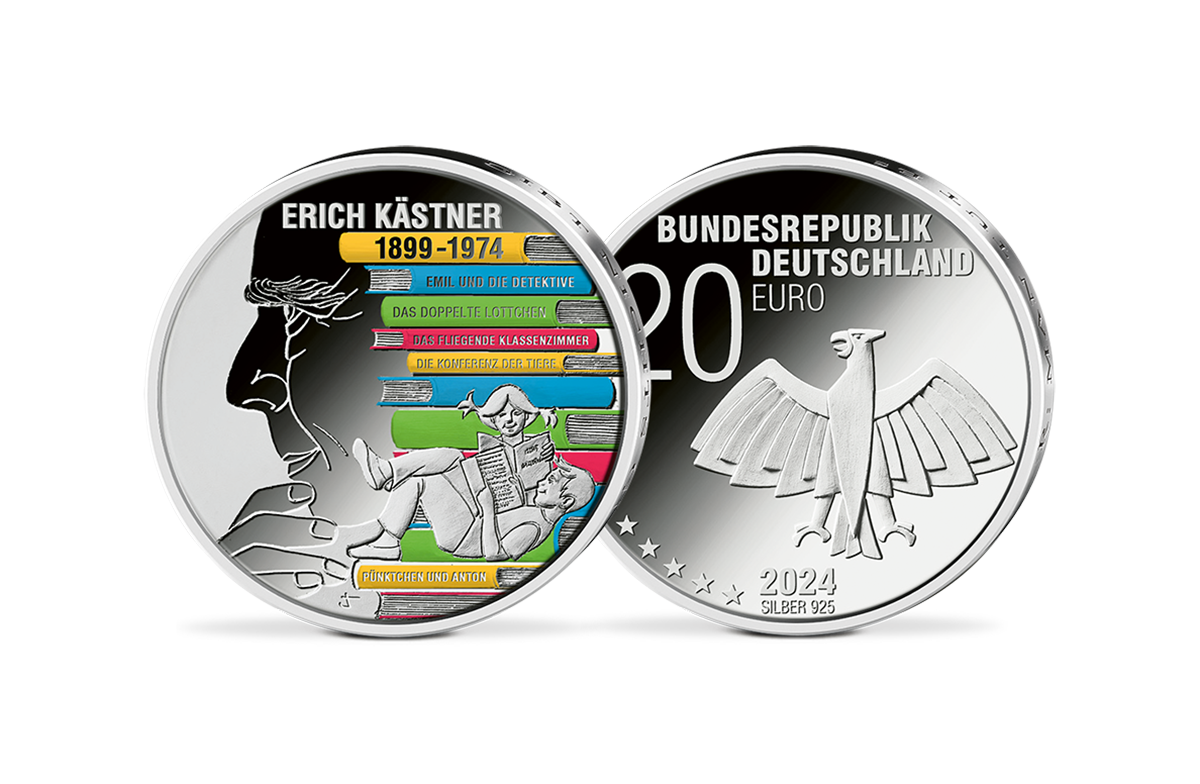 20-Euro-Silbermünze – 125. Geburtstag Erich Kästner in PP