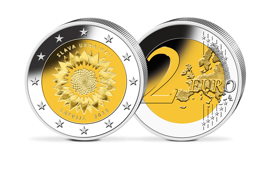 2-Euro-Gedenkmünze - Lettland 2023 - Ukrainische Sonnenblume